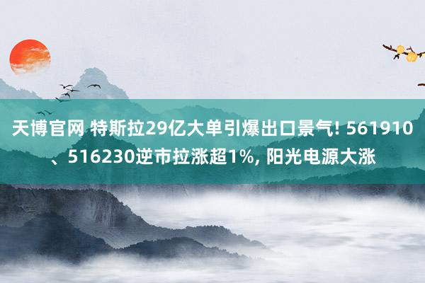 天博官网 特斯拉29亿大单引爆出口景气! 561910、516230逆市拉涨超1%， 阳光电源大涨