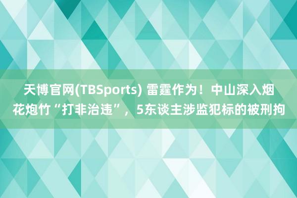 天博官网(TBSports) 雷霆作为！中山深入烟花炮竹“打非治违”，5东谈主涉监犯标的被刑拘