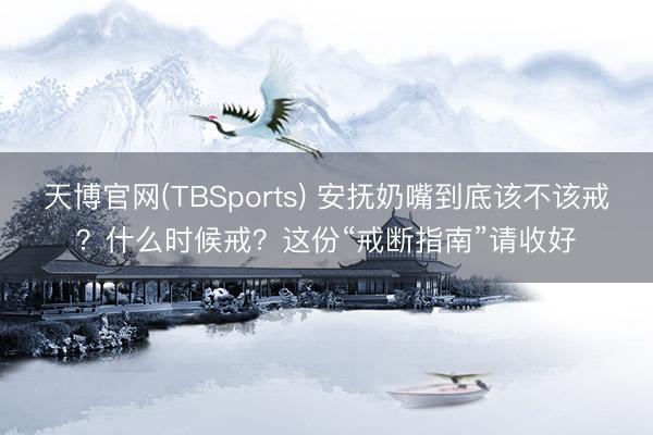 天博官网(TBSports) 安抚奶嘴到底该不该戒？什么时候戒？这份“戒断指南”请收好