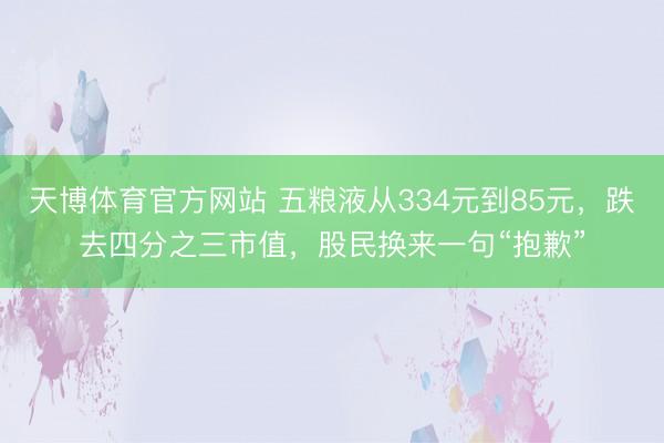 天博体育官方网站 五粮液从334元到85元，跌去四分之三市值，股民换来一句“抱歉”