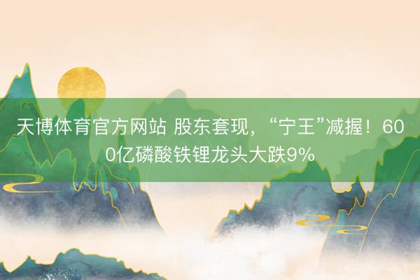 天博体育官方网站 股东套现,“宁王”减握!600亿磷酸铁锂龙头大跌9%