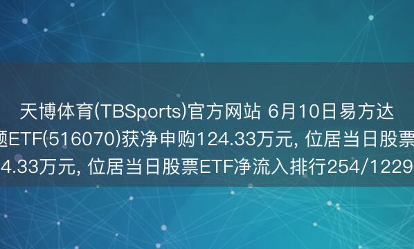天博体育(TBSports)官方网站 6月10日易方达中证内地低碳经济主题ETF(516070)获净申购124.33万元， 位居当日股票ETF净流入排行254/1229