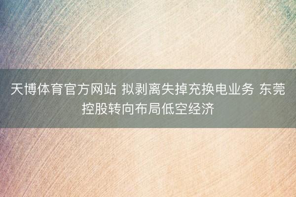 天博体育官方网站 拟剥离失掉充换电业务 东莞控股转向布局低空经济