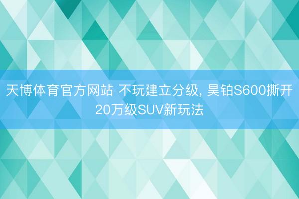 天博体育官方网站 不玩建立分级， 昊铂S600撕开20万级SUV新玩法
