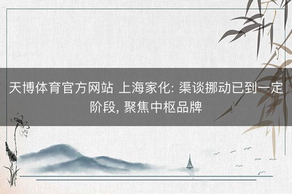 天博体育官方网站 上海家化: 渠谈挪动已到一定阶段， 聚焦中枢品牌