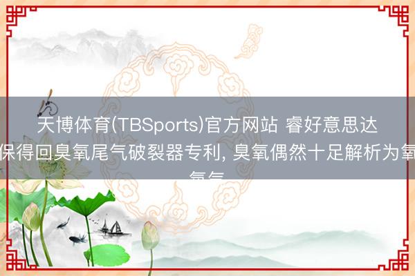天博体育(TBSports)官方网站 睿好意思达环保得回臭氧尾气破裂器专利， 臭氧偶然十足解析为氧气